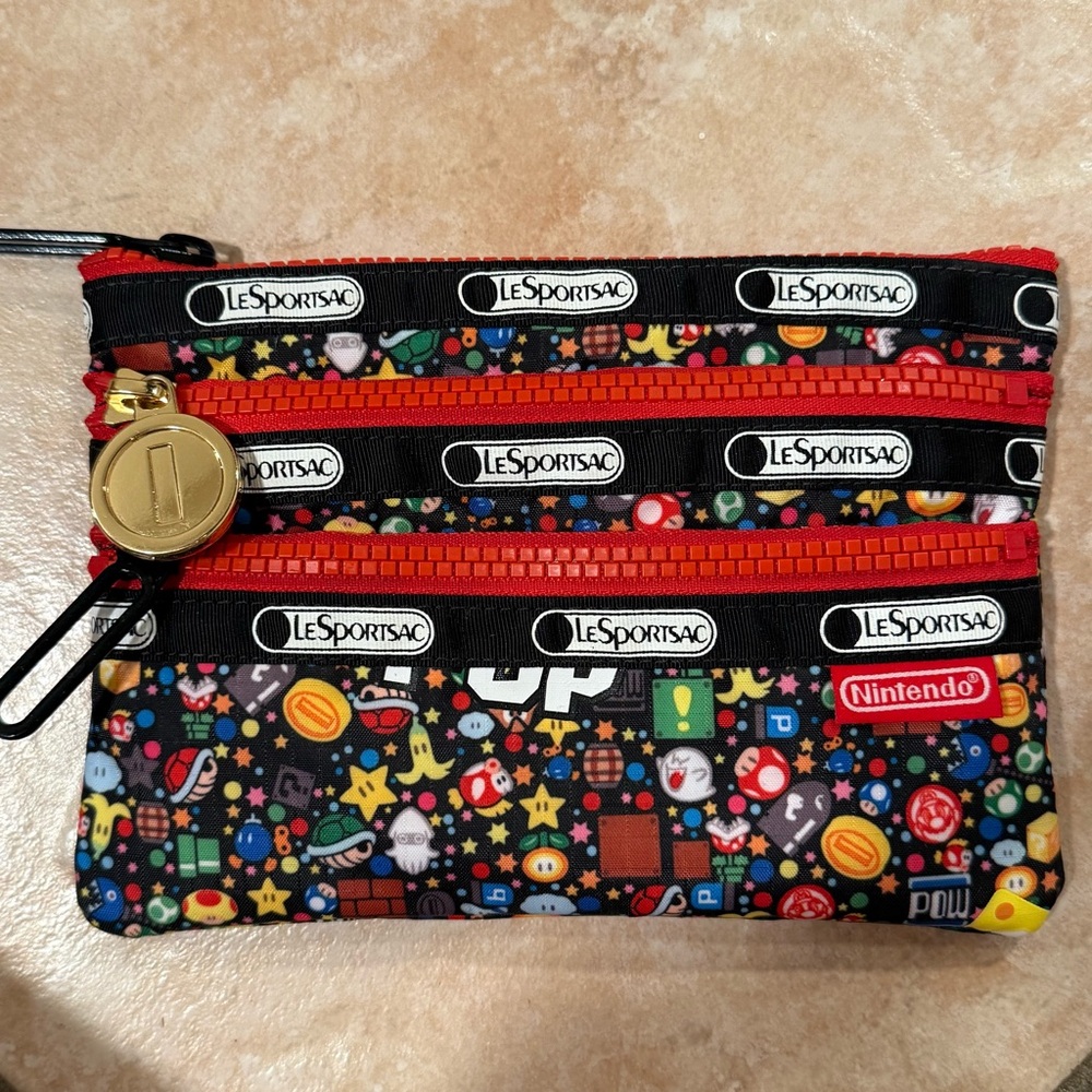 LIMITED EDITION LeSportsac x Nintendo Themed Makeup Pouch - Multicolor - NEW
